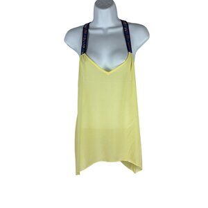 Deb Yellow Sleeveless Halter Top With Embroidered Straps Size S